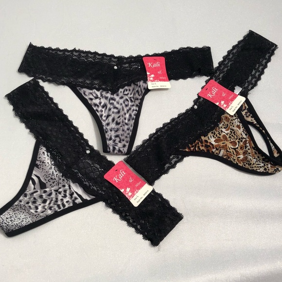 Kali and Wins animal print nylon thong panties - Picture 4 of 9